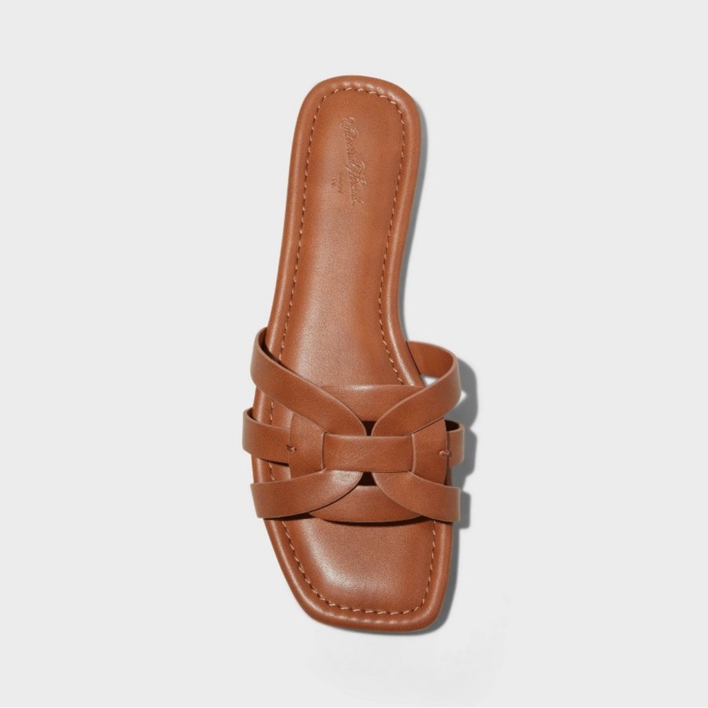 NWT Women's Edna Slide Sandals with Memory Foam Insole - Universal Thread Cognac - Picture 3 of 6